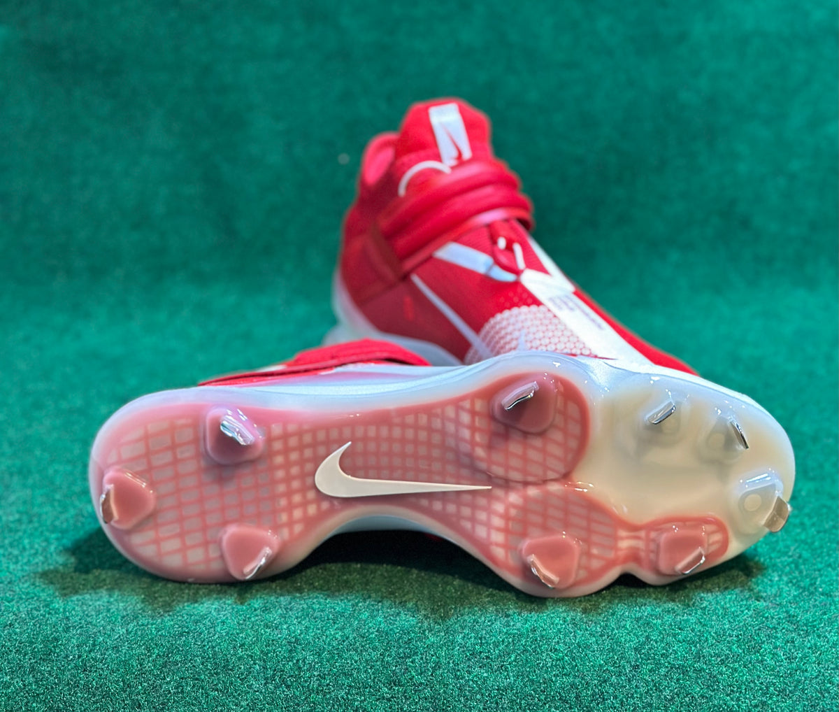 Red and white 2025 nike baseball cleats