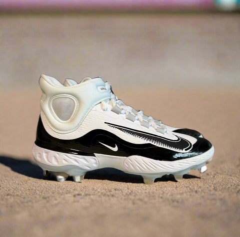 Nike Alpha Huarache Elite 4 Low FD2744-101 Baseball Cleats White Black Men's 8.5