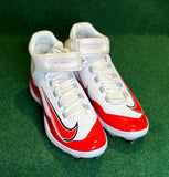 Nike Alpha Huarache Elite 4 Mid FD2744-105 White Red Baseball Cleats Mens size 10 - Hot-Bat Sports