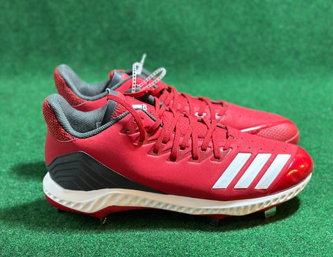 Adidas Mens Icon Bounce Baseball Cleats Red White Low Top CG5242 - Hot-Bat Sports