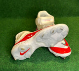 Nike Alpha Huarache Elite 4 Mid FD2744-105 White Red Baseball Cleats Mens size 10 - Hot-Bat Sports