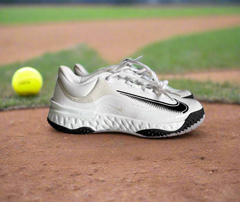 Womens Nike Alpha Huarache Elite 4 Turf Softball Shoes White FD2746-100 Size 7 - Hot-Bat Sports