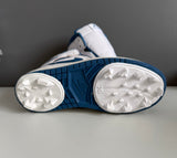 Nike Air Jordan 1 Mid SE White/Industrial BLUE Custom Baseball Softball Cleats men’s size 10.5M - Hot-Bat Sports