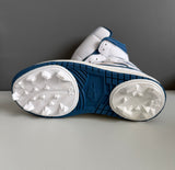 Nike Air Jordan 1 Mid SE White/Industrial BLUE Custom Baseball Softball Cleats men’s size 10.5M - Hot-Bat Sports