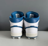 Nike Air Jordan 1 Mid SE White/Industrial BLUE Custom Baseball Softball Cleats men’s size 10.5M - Hot-Bat Sports