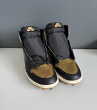 Nike Air Jordan 1 Retro High OG Black Metallic Gold Customized Baseball Softball Cleats DZ5485-071 Men’s 12 - Hot-Bat Sports