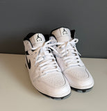 Nike Air Jordan 1 Mid Custom Baseball Softball Cleats White Black Men's Size 11 - Hot-Bat Sports