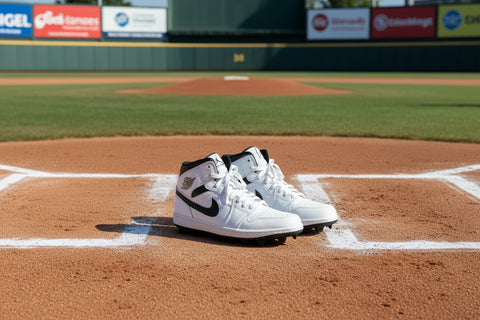 Nike Air Jordan 1 Mid Custom Baseball Softball Cleats White Black Men's Size 11 - Hot-Bat Sports