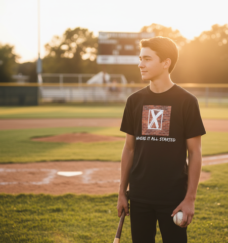 Where it all started t-shirt on teenage boy